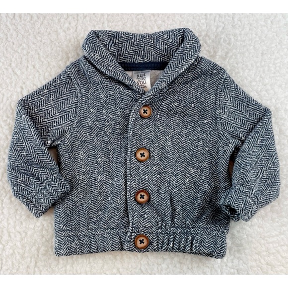 CARTER’S • Black/White Herringbone Collared Cardigan - Picture 1 of 13